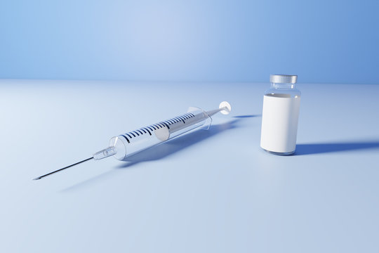 Siringa e dose in flacone con vaccino per persone e bambini contro il coronavirus influenza covid-19