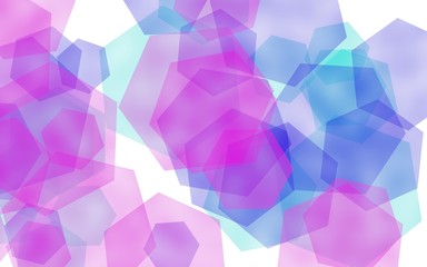 Multicolored translucent hexagons on white background. 3D illustration