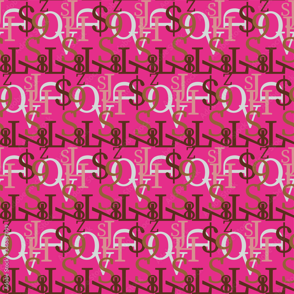 Fototapete set of vector seamless patterns. latin alphabet, numbers, math symbols.