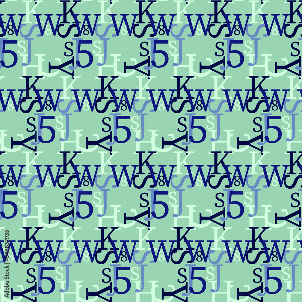 Fototapete set of vector seamless patterns. latin alphabet, numbers, math symbols.