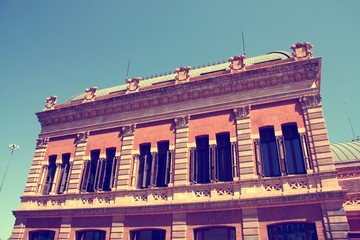 Madrid city - Atocha. Retro color filtered style.