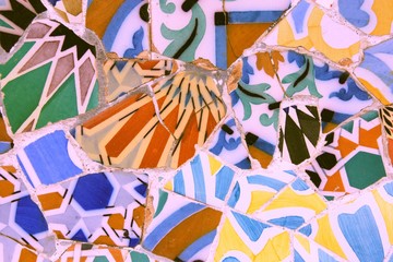 Barcelona mosaic. Retro color filtered style.