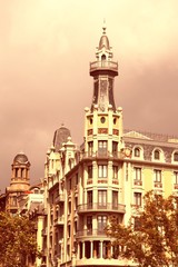 Barcelona. Retro color filtered style.