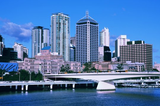 Brisbane city. Vintage filtered colors style.