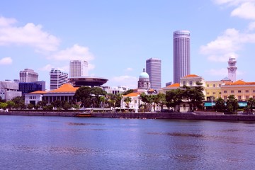 Naklejka premium Singapore. Vintage filtered colors style.