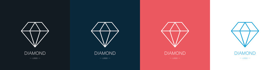 Set of diamonds logos. Collection. Modern style. Vector illustration.
