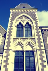 Christchurch - Canterbury museum. Vintage filtered colors style.
