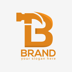 Letter B Hammer Logo. Flat design. Vector Illustration on white background © asalaa