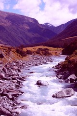 New Zealand landscape - Mount Aspiring National Park. Vintage filtered colors style.