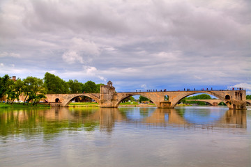 Fototapeta na wymiar The world-famous bridge of Avignon, a landmark of this historic city in the south of France