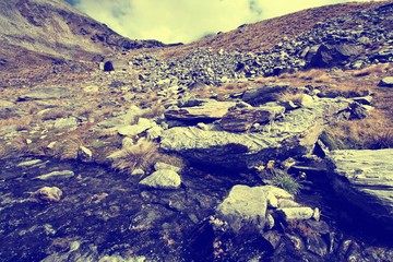 New Zealand mountains. Vintage filtered colors style.