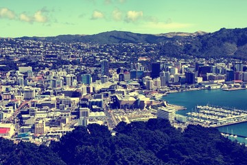 Wellington, New Zealand. Vintage filtered colors style.
