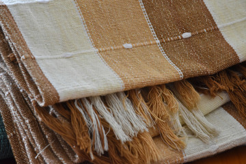 Tableclothes pattern with blurred background, the patterns of them are made off cotton in Nan province, Thailand, Lai Nam Lhai.