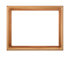 thin wooden photo frame isolated on white background