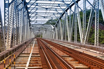 Railway in Japan. Filtered image style.