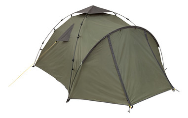 Army green lightweight shelter / tent for camping , travelling and fishing with clipping path © Image Factory