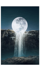 Waterfall under the moon