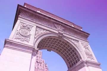 Fototapeta na wymiar Washington Arch, New York. Filtered image style.