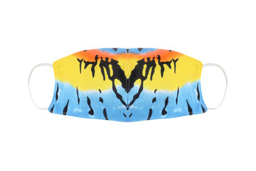 Handmade cloth face mask protective against dust and virus isolated on white.