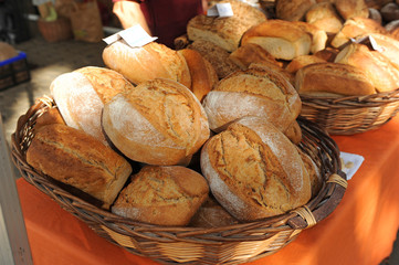 Rustic wheat bread buns made with sourdough and cooked in a wood oven, delicacies from spain