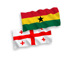 Flags of Ghana and Georgia on a white background