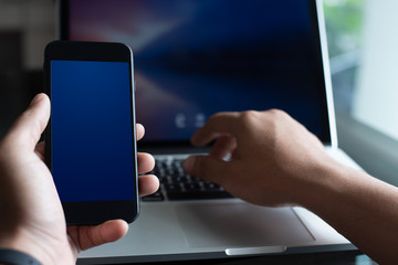 Mockup smart phone at office