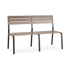 Garden, outdoor furniture isolated on white background. Wooden bench. Clipping path included. 3D rendering.