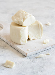 South Italian cheese cacioricotta on white table