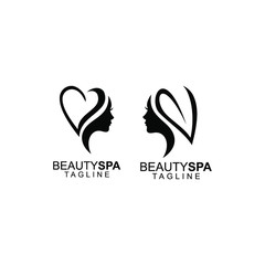 women face beauty spa saloon black white logo icon design vector