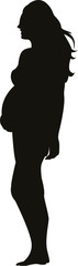 Vector silhouette of a pregnant girl on a white background.