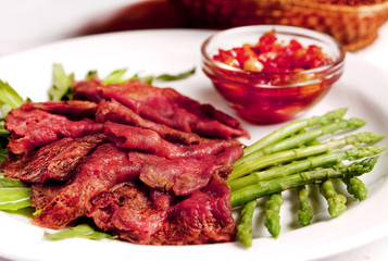 beef steak with green beans