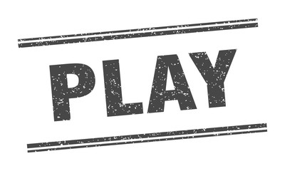 play stamp. play label. square grunge sign