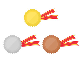 リボン付きメダルのイラスト