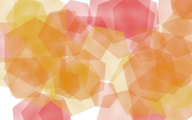 Multicolored translucent hexagons on white background. Yellow tones. 3D illustration