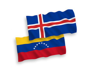 Flags of Venezuela and Iceland on a white background