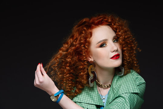 portert girl with curly red hair