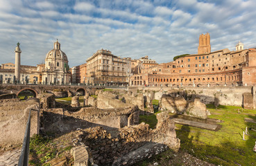 Fototapeta na wymiar Ruins of Trajan's forum in Rome, Italy