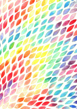 Rainbow colorful petals flower shape watercolor hand painting background.
