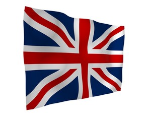 Waving flag of the Great Britain. British flag. United Kingdom of Great Britain and Northern Ireland. State symbol of the UK. 3D illustration