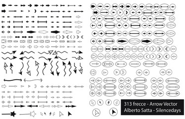313 Arrow Set of  black icons - with or without outline