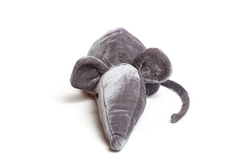 Soft toy of  gray rat on white background