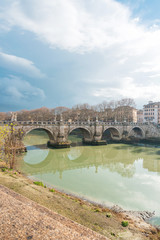 ROME, ITALY - January 17, 2019: Aelian Bridge or Pons Aelius ( Roman bridge ) in Rome, ITALY