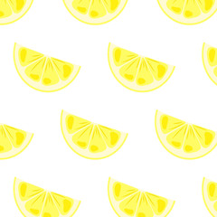 Bright juicy lemon vector pattern. Ripe lemon slices beautiful seamless summer pattern