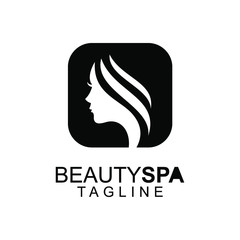 women face beauty spa saloon black white logo icon design vector