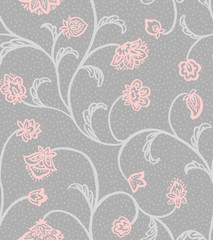 Seamless Pattern Design, Hand-drawn Paisley Style