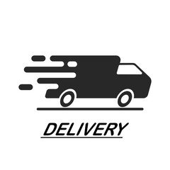 Fast delivery truck icon, Truck symbol, flat vector isolated on white background. 