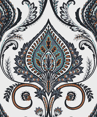 Hand-drawn Seamless Pattern Design, Paisley Style