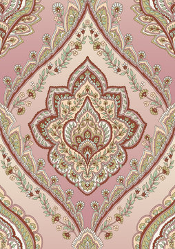 Hand-drawn Seamless Pattern Design, Paisley Style