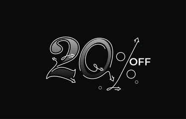 20% OFF Sale Discount Banner. Discount offer price tag.  Vector Modern Sticker Illustration.