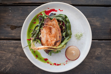 grilled pork chop with vegetables